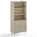 LYNSOM 5-Tier Bookcase with Fluted Doors and Adjustable Shelves