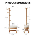 AQIMUELE Solid Wood Shoe Bench and Coat Rack