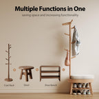 AQIMUELE Solid Wood Shoe Bench and Coat Rack