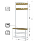 3-in-1 Hall Tree with Bench, Shoe Storage and Shelves