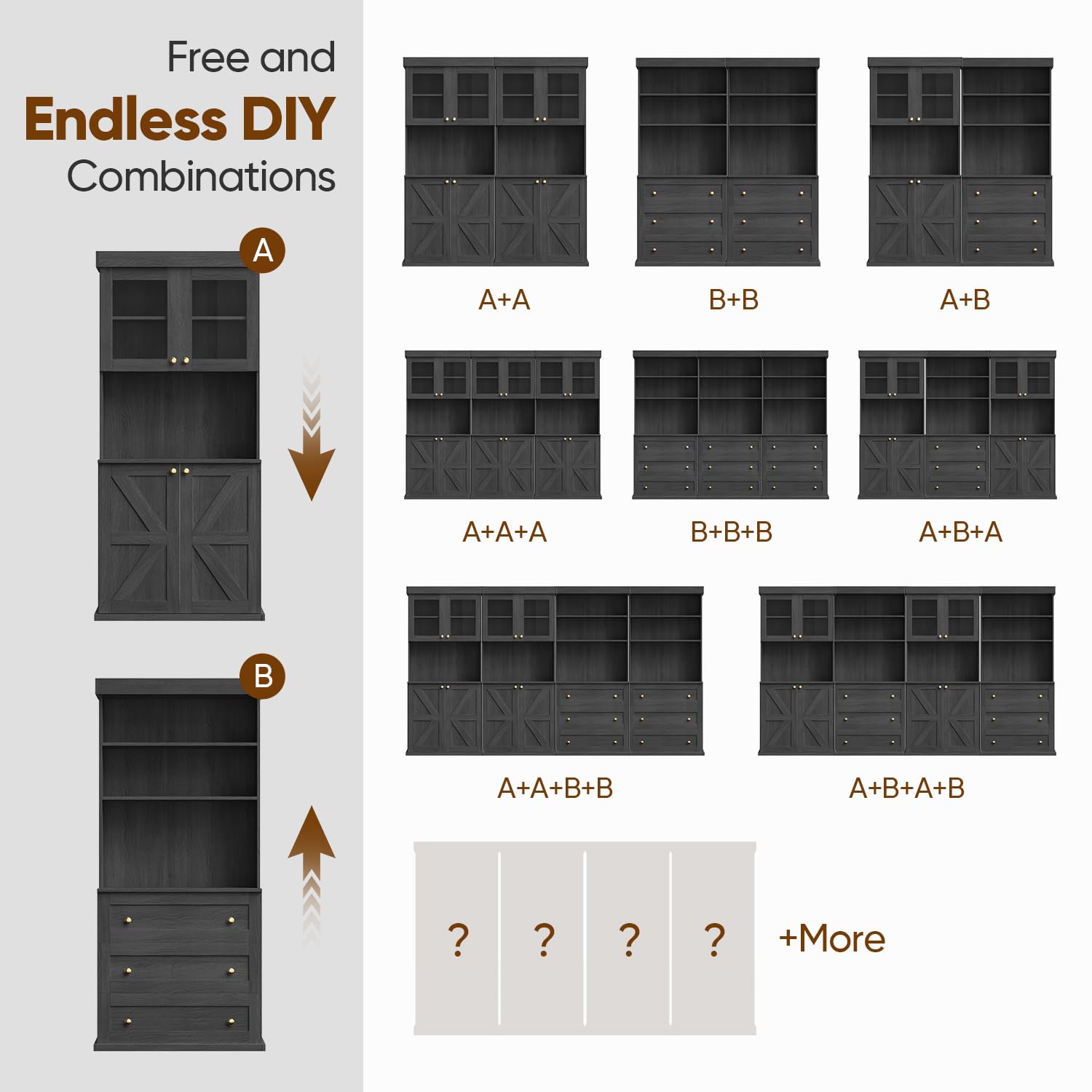 Vyre 71" Tall Modular Farmhouse Bookcases