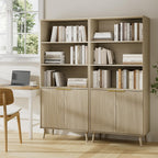 LYNSOM 5-Tier Bookcase with Fluted Doors and Adjustable Shelves