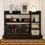 Desktop Bookshelf with Pegboard Storage Rack