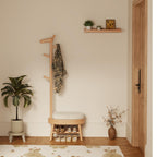 AQIMUELE Solid Wood Shoe Bench and Coat Rack