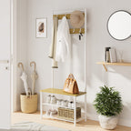 3-in-1 Hall Tree with Bench, Shoe Storage and Shelves