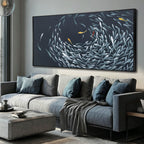 Abstract Fish Canvas Wall Art, Ocean-Themed Decor