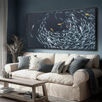 Abstract Fish Canvas Wall Art, Ocean-Themed Decor
