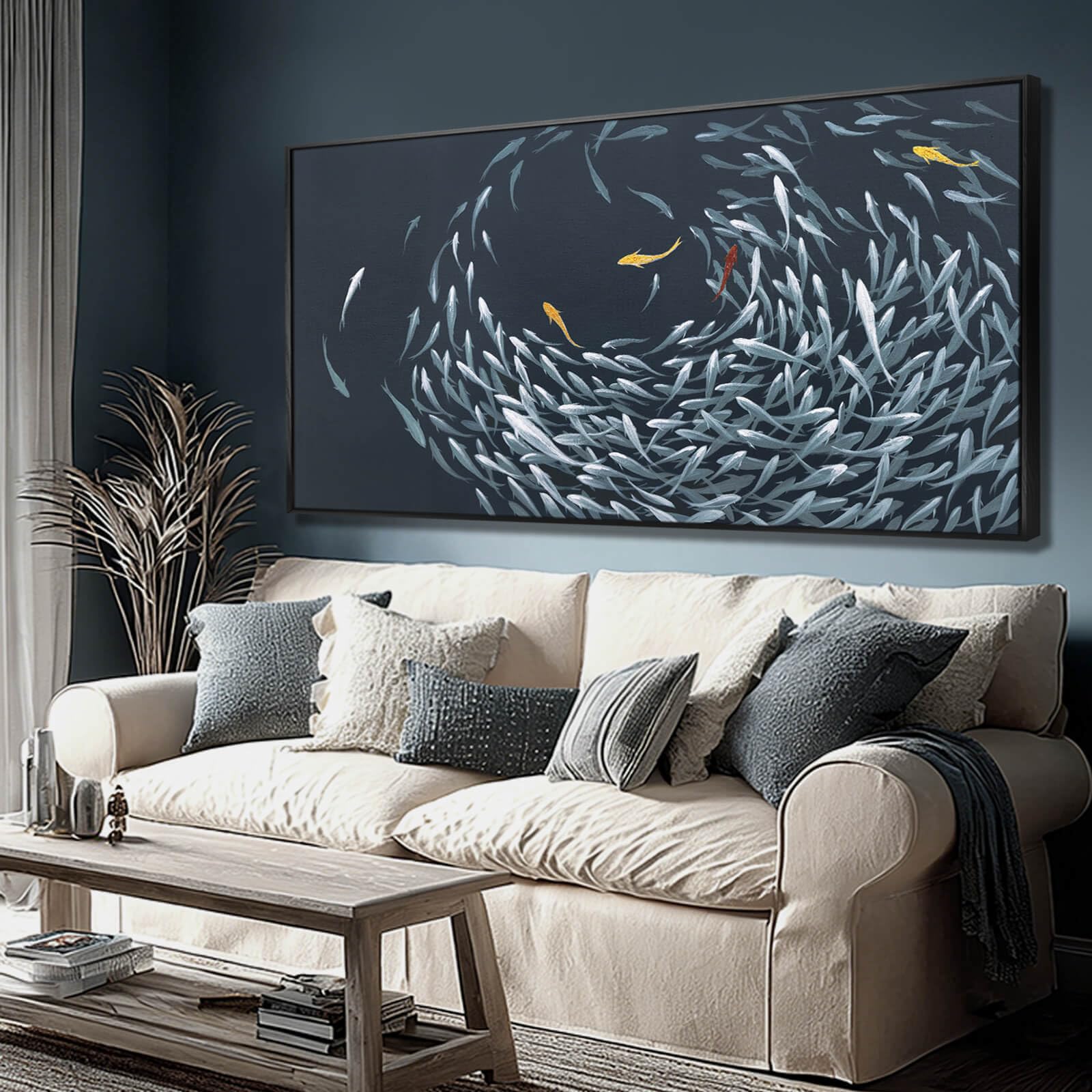 Abstract Fish Canvas Wall Art, Ocean-Themed Decor