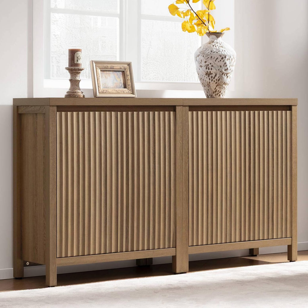 SICOTAS Fluted Sideboard Buffet Cabinet with Storage and Doors