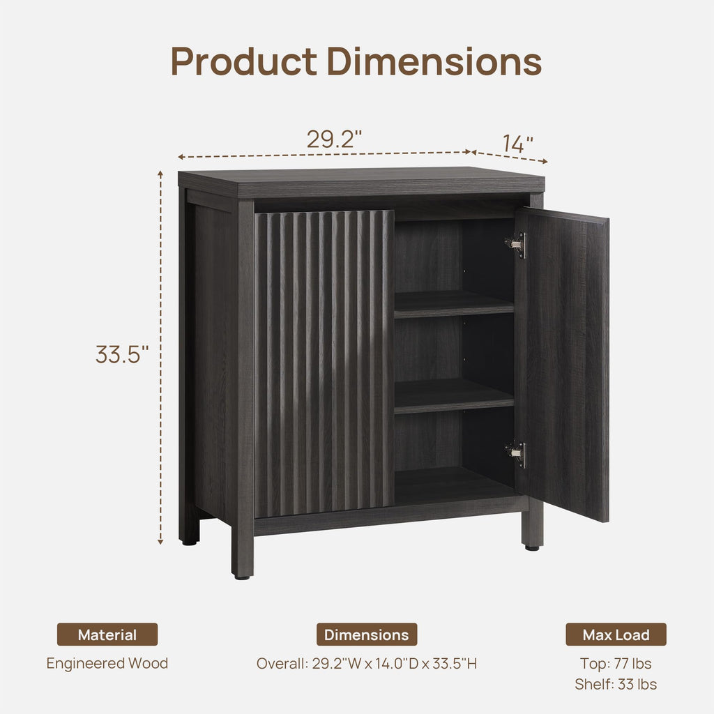 SICOTAS Fluted Sideboard Buffet Cabinet with Storage and Doors