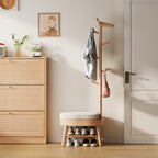 AQIMUELE Solid Wood Shoe Bench and Coat Rack