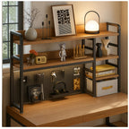 Desktop Bookshelf with Pegboard Storage Rack