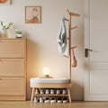 AQIMUELE Solid Wood Shoe Bench and Coat Rack