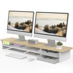 42.5" Dual Monitor Stand Riser with Drawer, 2-Tier Organizer