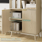 LYNSOM 5-Tier Bookcase with Fluted Doors and Adjustable Shelves