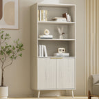 LYNSOM 5-Tier Bookcase with Fluted Doors and Adjustable Shelves