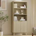 LYNSOM 5-Tier Bookcase with Fluted Doors and Adjustable Shelves