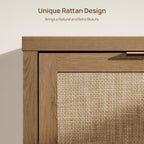 Rattan Sideboard Cabinet with Doors and Adjustable Shelves