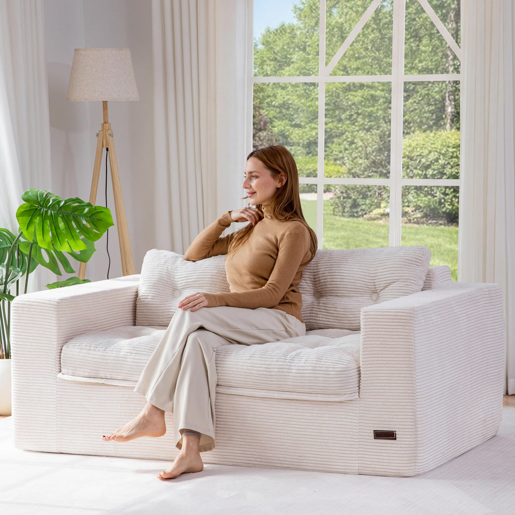 104" L-Shaped Modular Cloud Sofa with Ottoman
