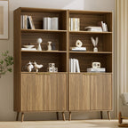 LYNSOM 5-Tier Bookcase with Fluted Doors and Adjustable Shelves