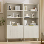LYNSOM 5-Tier Bookcase with Fluted Doors and Adjustable Shelves