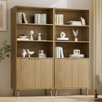 LYNSOM 5-Tier Bookcase with Fluted Doors and Adjustable Shelves