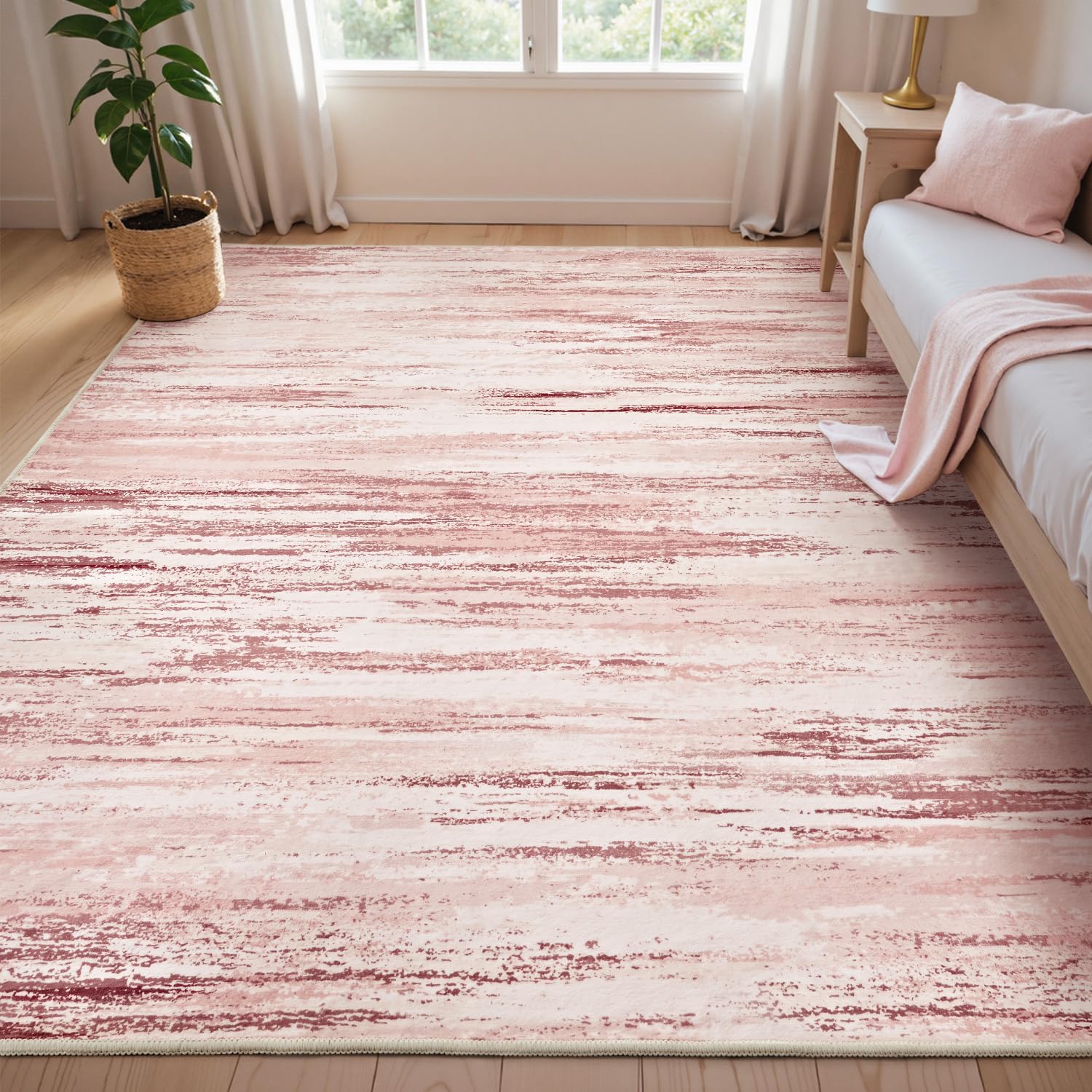 Machine Washable Abstract Area Rug, Non-Slip