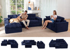 104" L-Shaped Modular Cloud Sofa with Ottoman