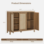 Rattan Sideboard Cabinet with Doors and Adjustable Shelves