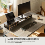 42.5" Dual Monitor Stand Riser with Drawer, 2-Tier Organizer