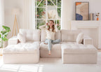 104" L-Shaped Modular Cloud Sofa with Ottoman