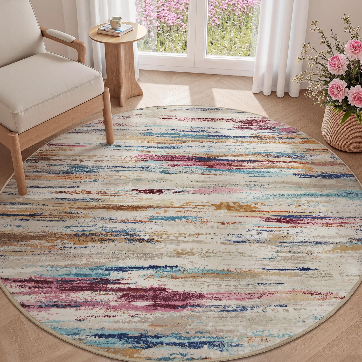 Machine Washable Abstract Area Rug, Non-Slip