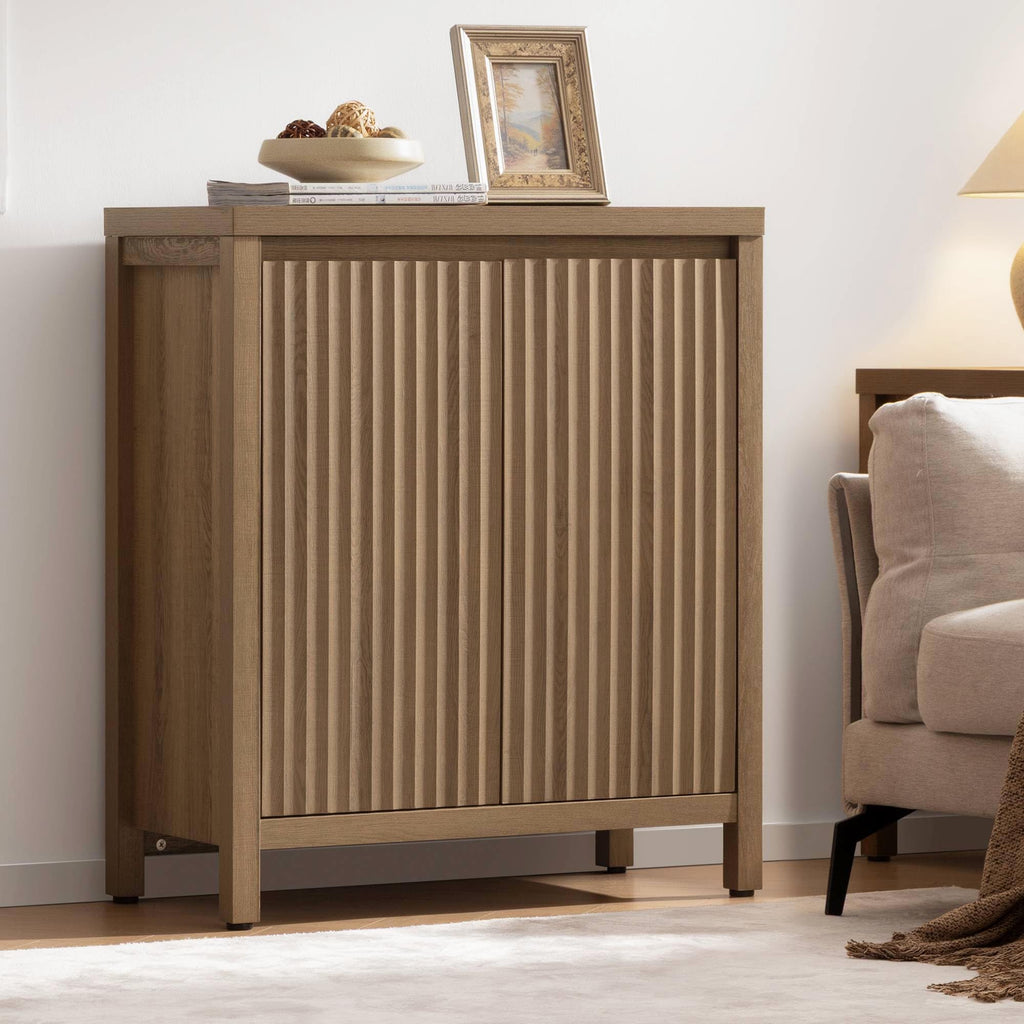 SICOTAS Fluted Sideboard Buffet Cabinet with Storage and Doors
