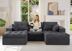 104" L-Shaped Modular Cloud Sofa with Ottoman