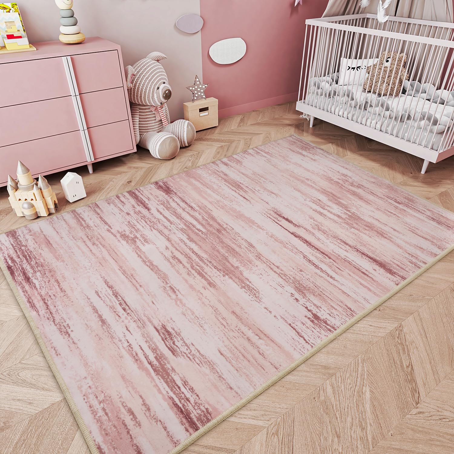 Machine Washable Abstract Area Rug, Non-Slip