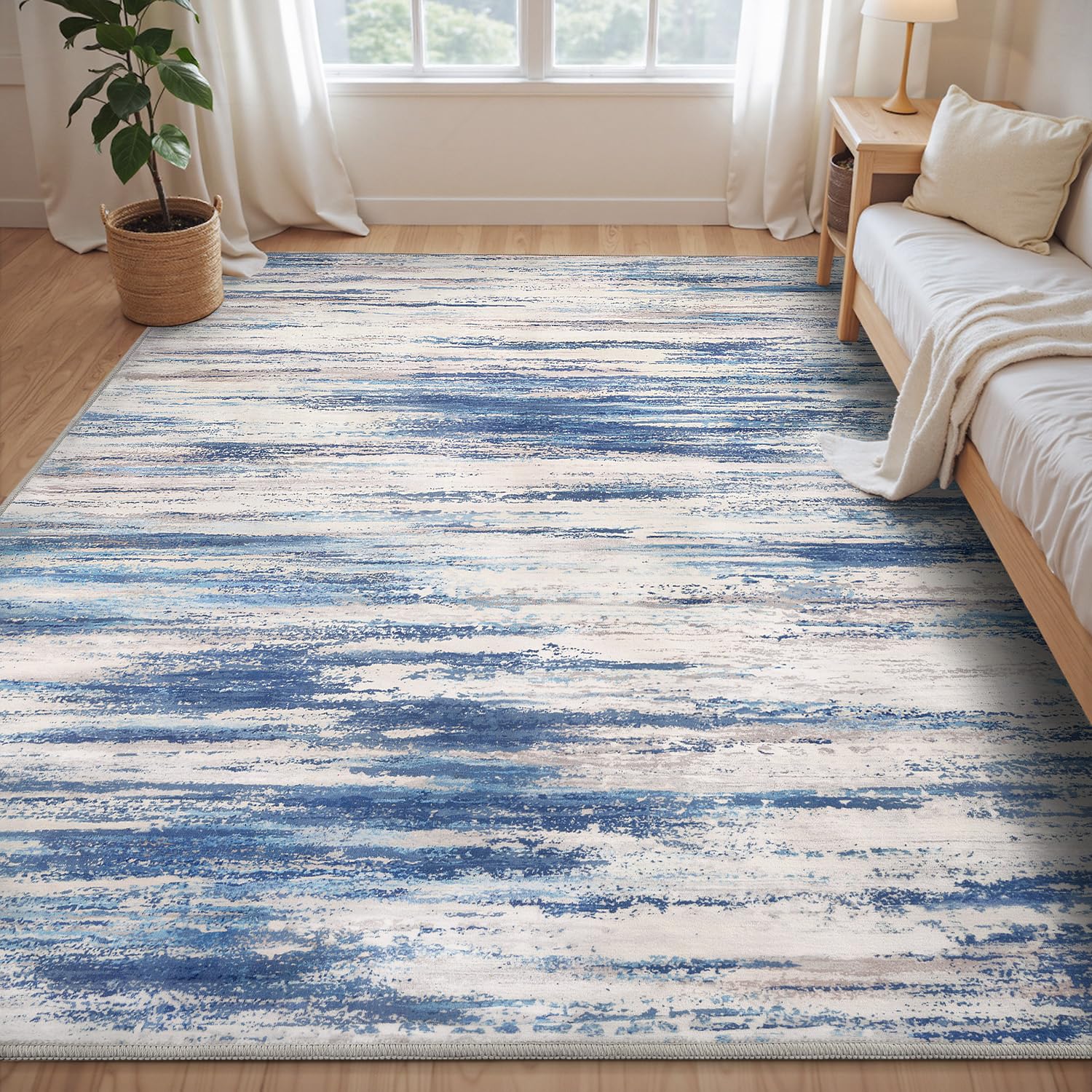 Machine Washable Abstract Area Rug, Non-Slip