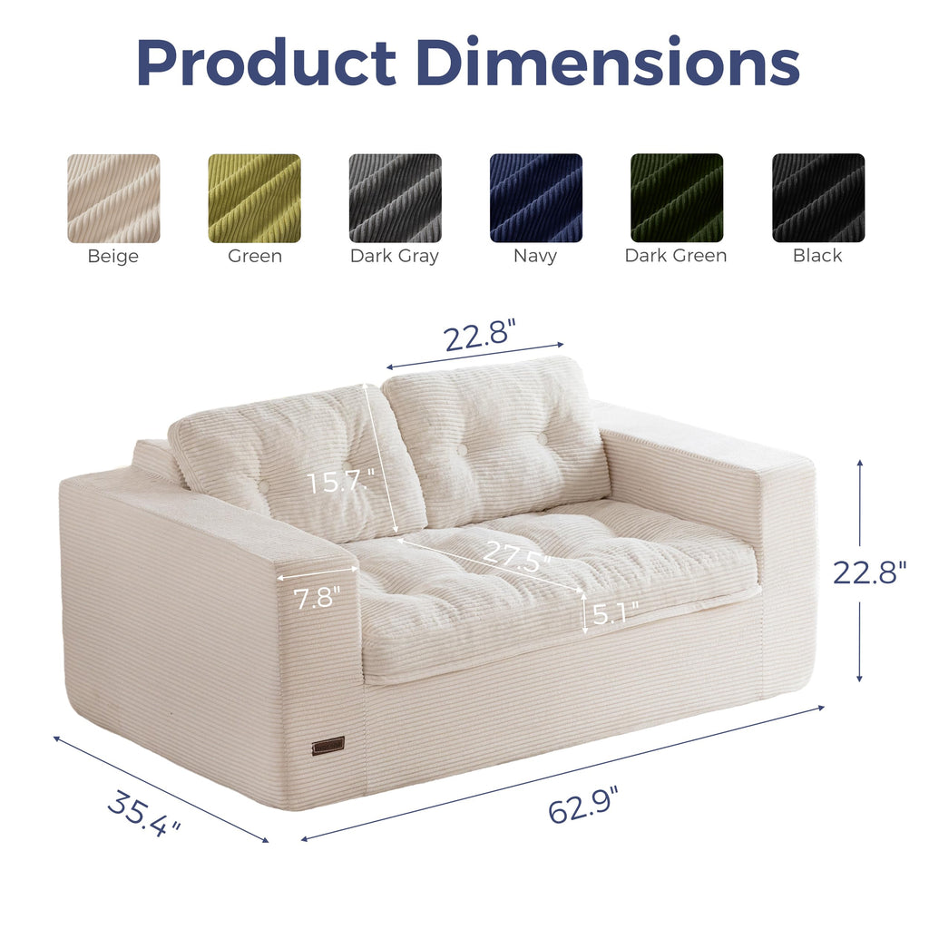 104" L-Shaped Modular Cloud Sofa with Ottoman