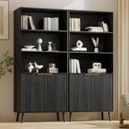 LYNSOM 5-Tier Bookcase with Fluted Doors and Adjustable Shelves