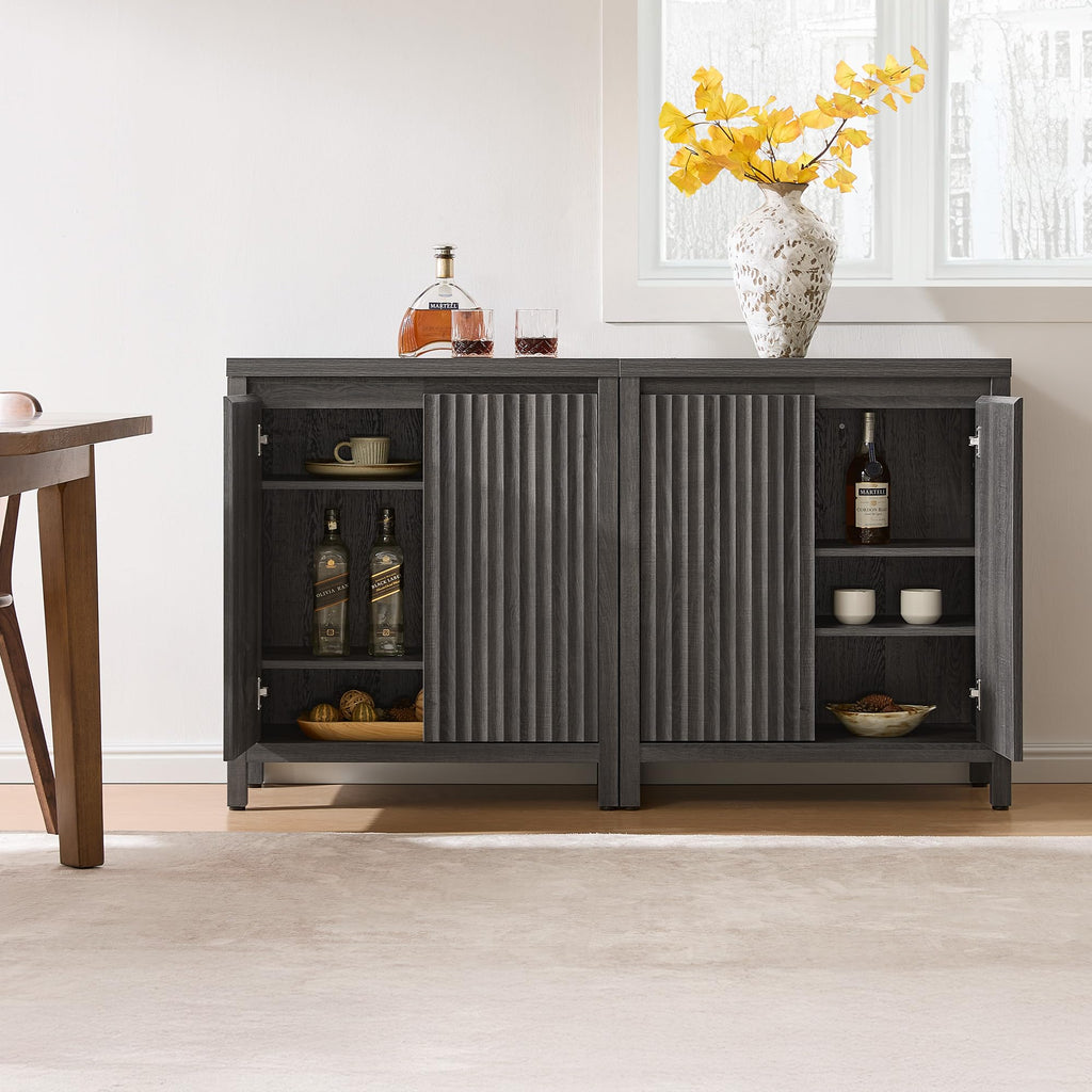SICOTAS Fluted Sideboard Buffet Cabinet with Storage and Doors