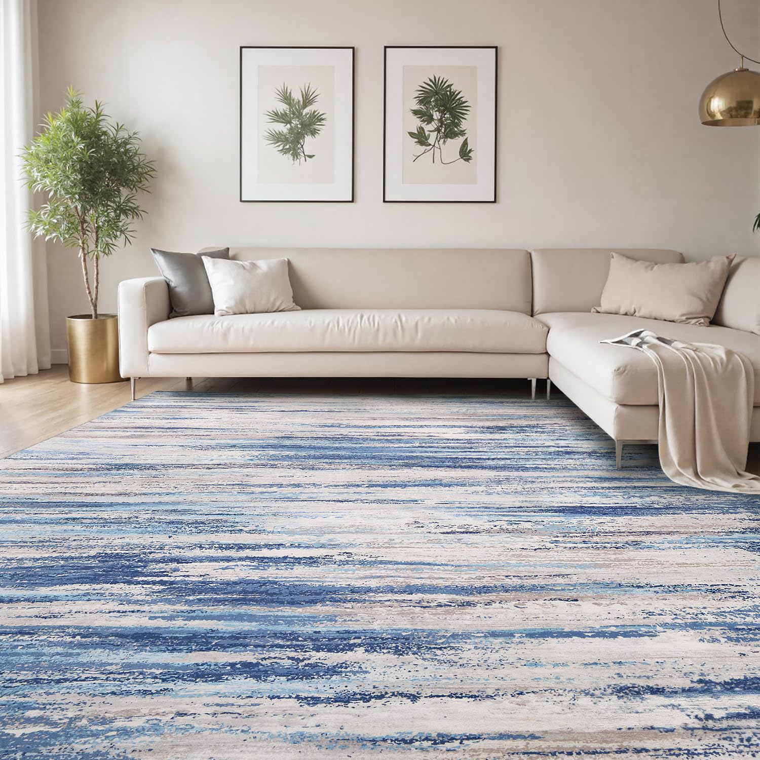 Machine Washable Abstract Area Rug, Non-Slip