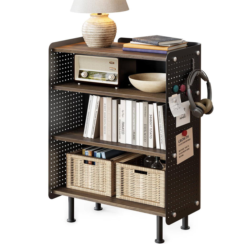 4-Tier Open Bookshelf with Pegboard and Adjustable Shelves