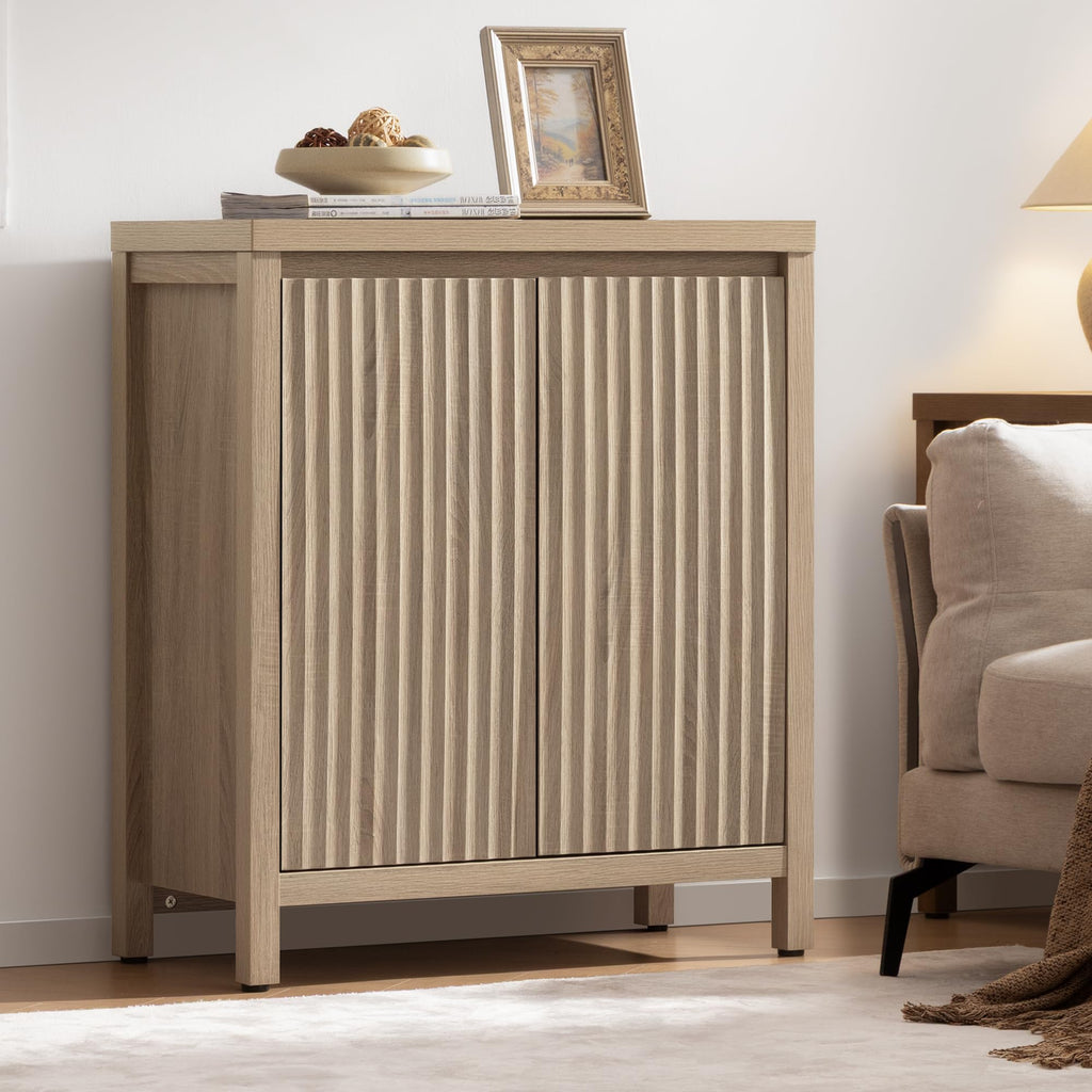 SICOTAS Fluted Sideboard Buffet Cabinet with Storage and Doors