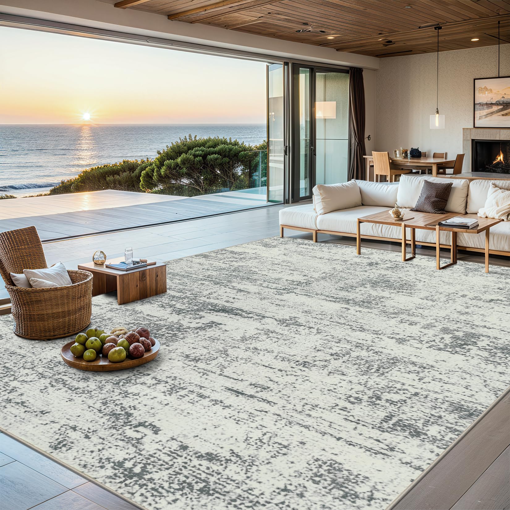 Washable Abstract Area Rug, Soft, Non-Slip, Stain Resistant