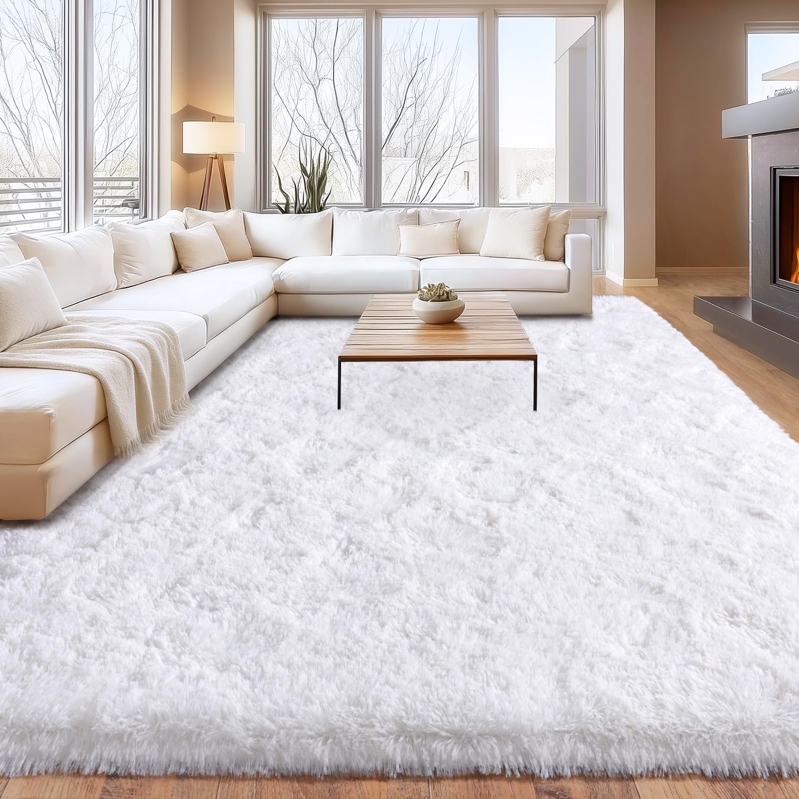 Fluffy Shaggy Area Rug, Soft High Pile, Non-Slip