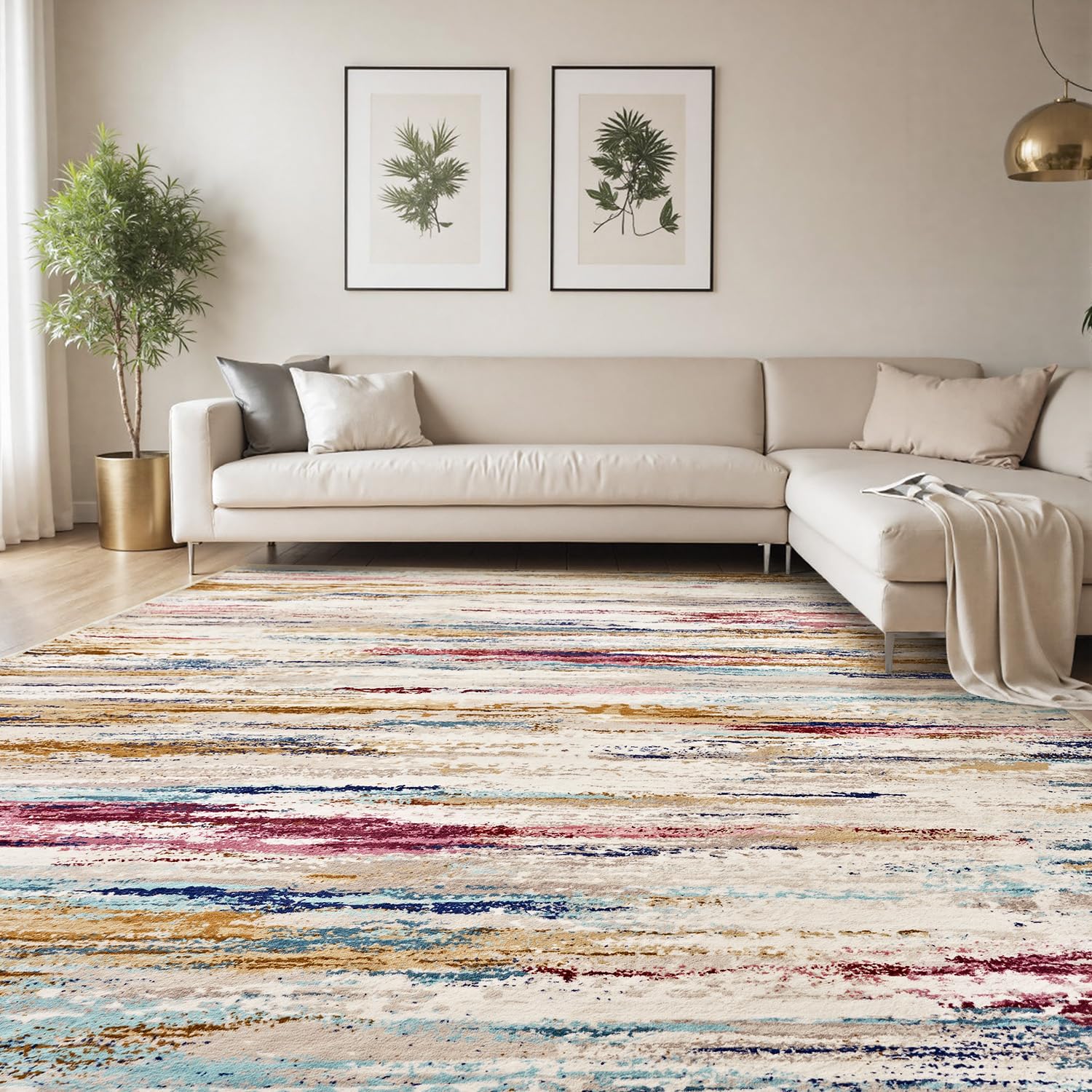 Machine Washable Abstract Area Rug, Non-Slip