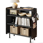 4-Tier Open Bookshelf with Pegboard and Adjustable Shelves