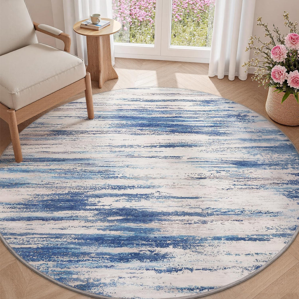 Machine Washable Abstract Area Rug, Non-Slip