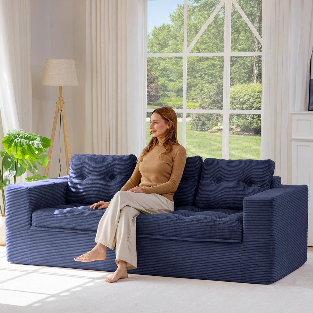 104" L-Shaped Modular Cloud Sofa with Ottoman