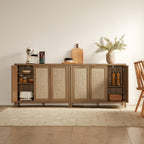 Rattan Sideboard Cabinet with Doors and Adjustable Shelves