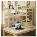 Desktop Bookshelf with Pegboard Storage Rack